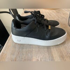 Black platform Nike Air Force ones women size 8